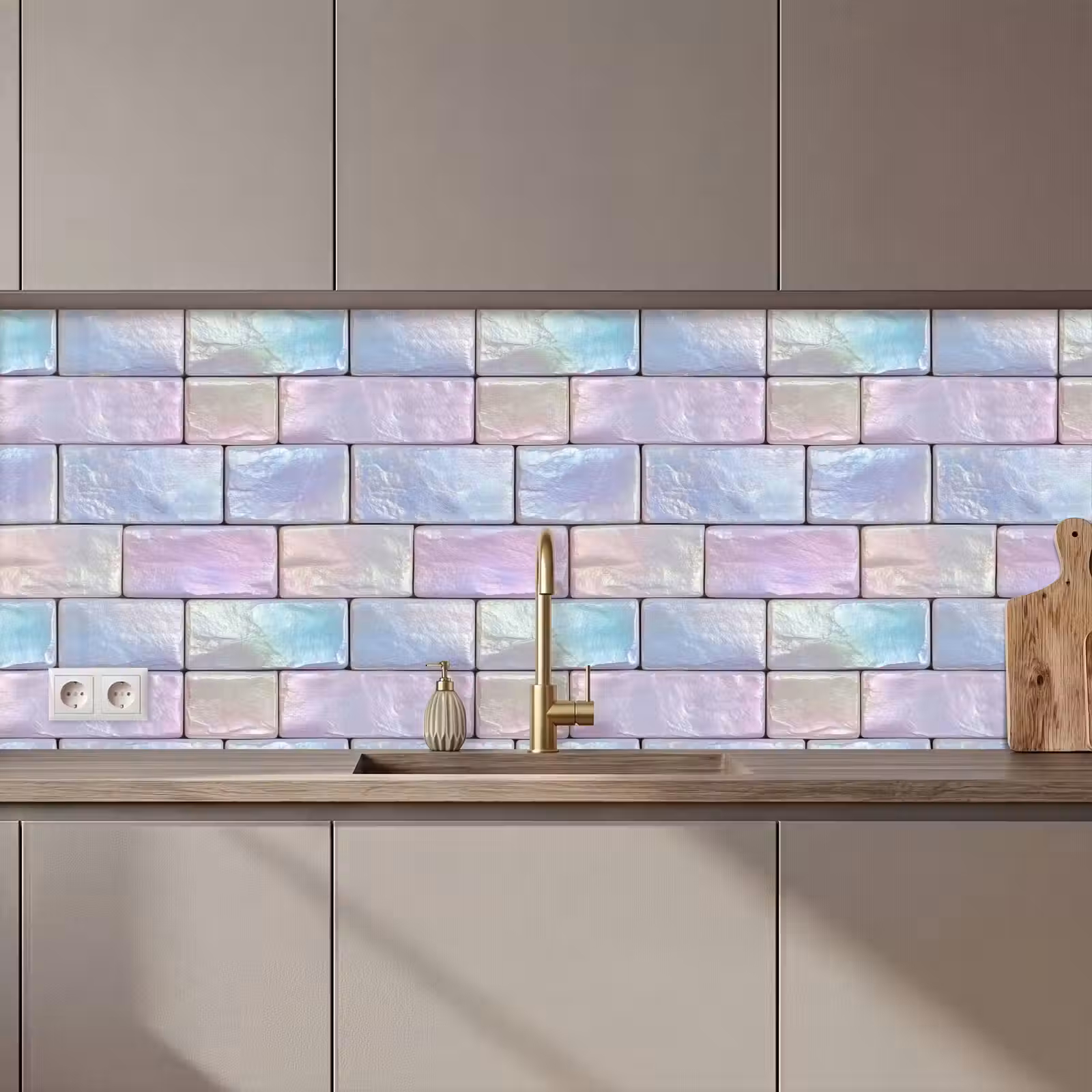 Keuken achterwand - Pastelglans - Steen - Reflectie — 1