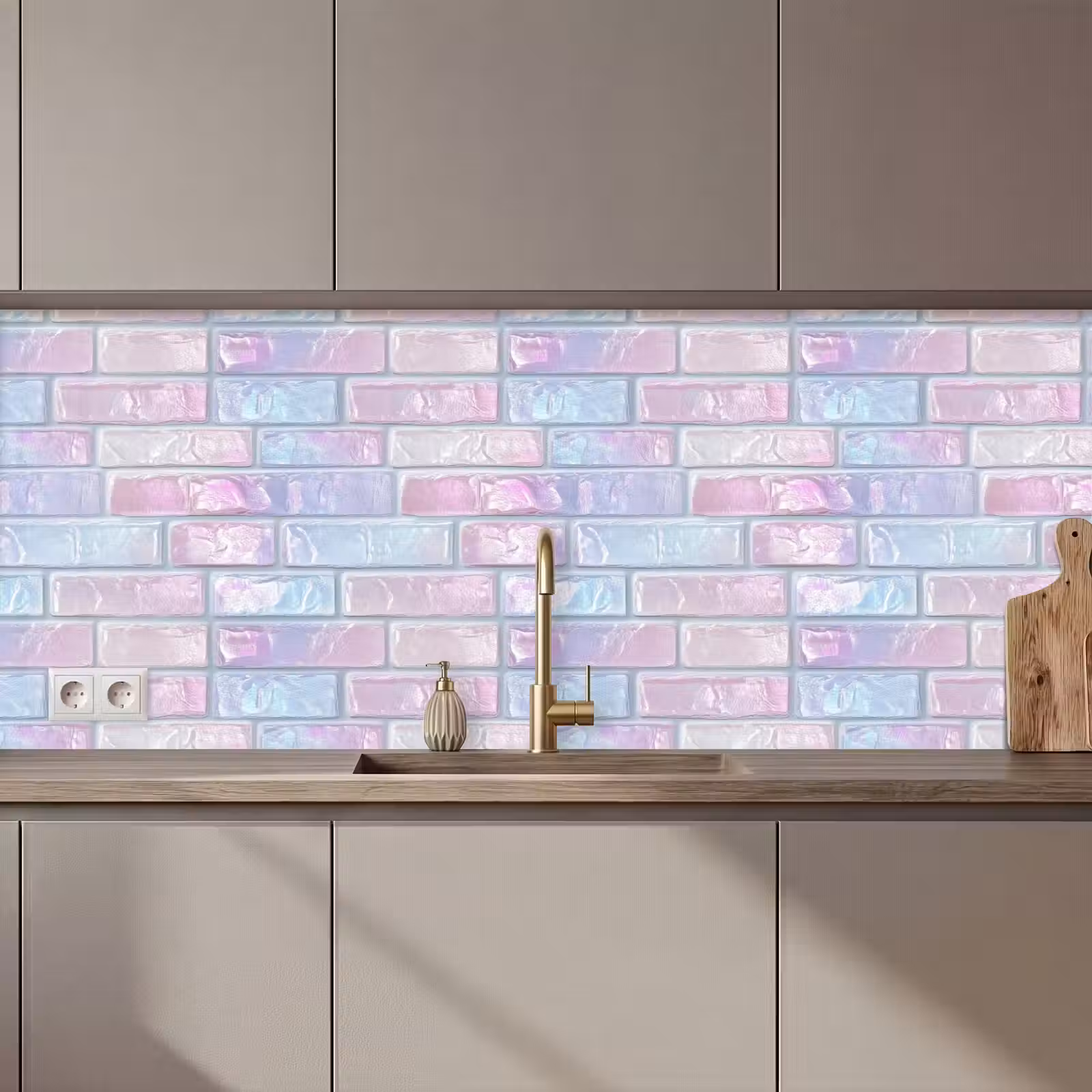 Keuken achterwand - Roze - Parel - Glans - Muur — 1