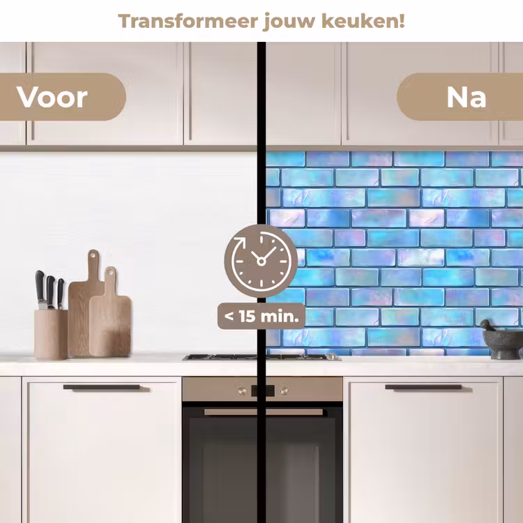 Keuken achterwand - Blauw - Glans - Muur — 2