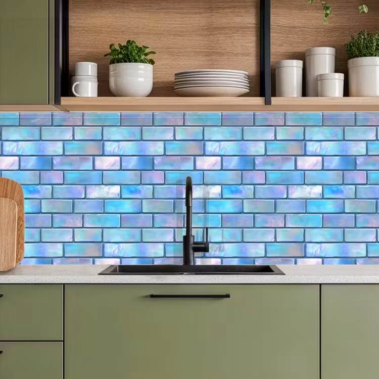 Keuken achterwand - Blauw - Glans - Muur — 5