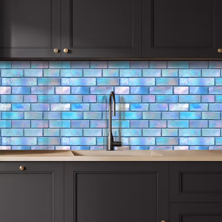 Keuken achterwand - Blauw - Glans - Muur — 6
