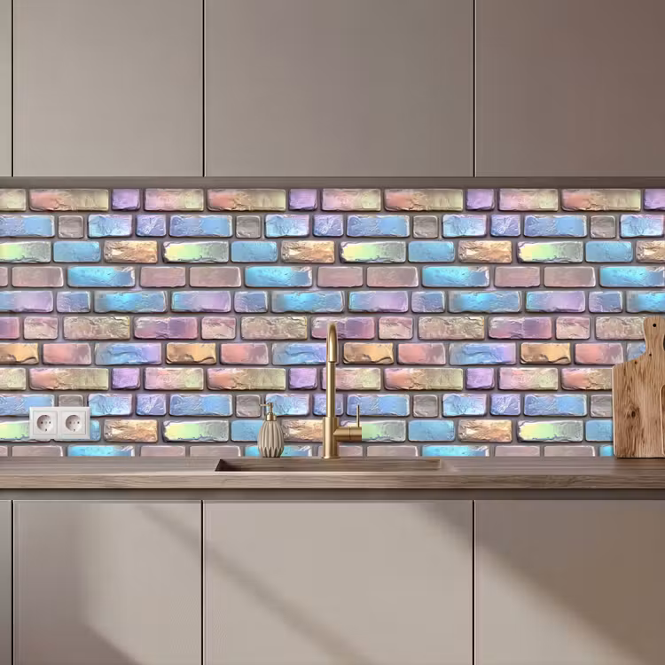 Keuken achterwand - Stenen - Regenboog - Metallic — 1