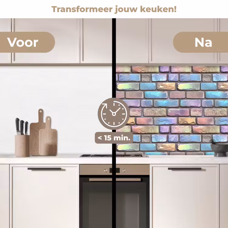 Keuken achterwand - Stenen - Regenboog - Metallic — 2