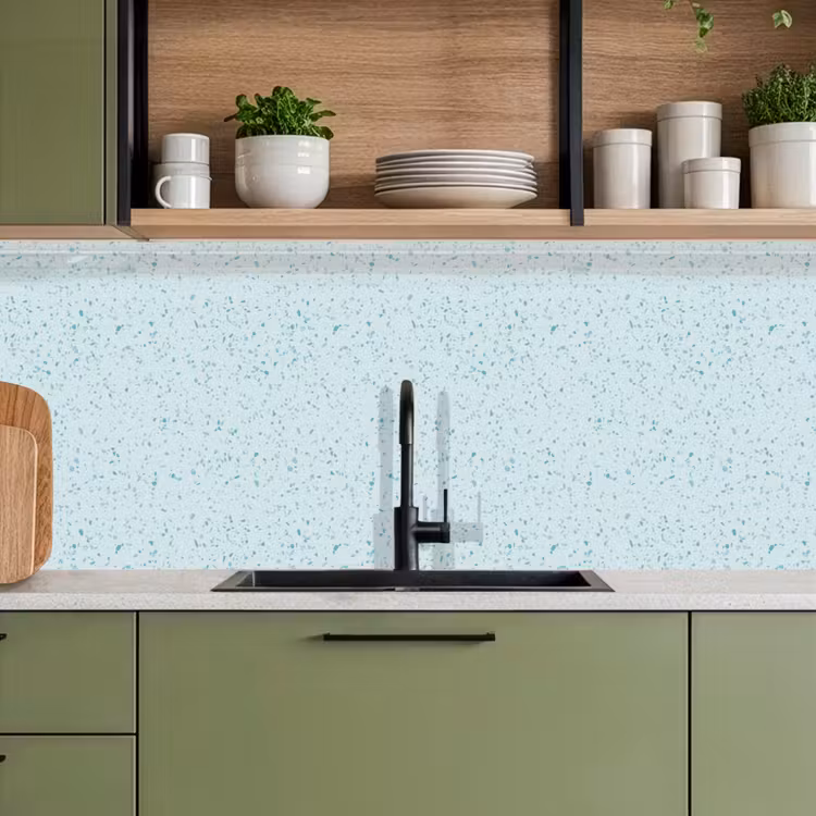 Keuken achterwand - Terrazzo - Patroon - Kleurrijk - Baby Blauw — 5
