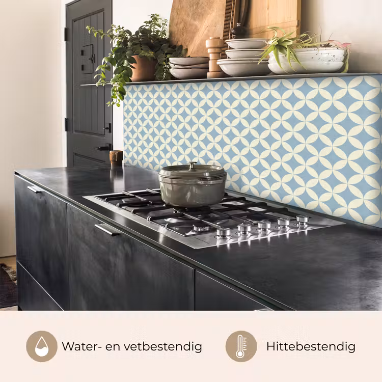 Keuken achterwand - Geometrisch - Bloem - Motief - Blauw — 3