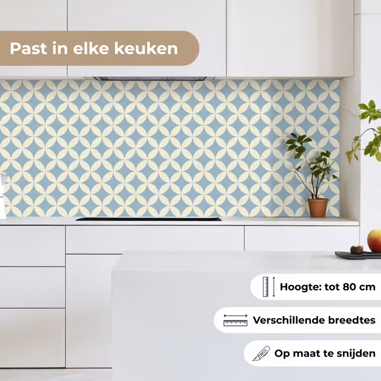 Keuken achterwand - Geometrisch - Bloem - Motief - Blauw — 4