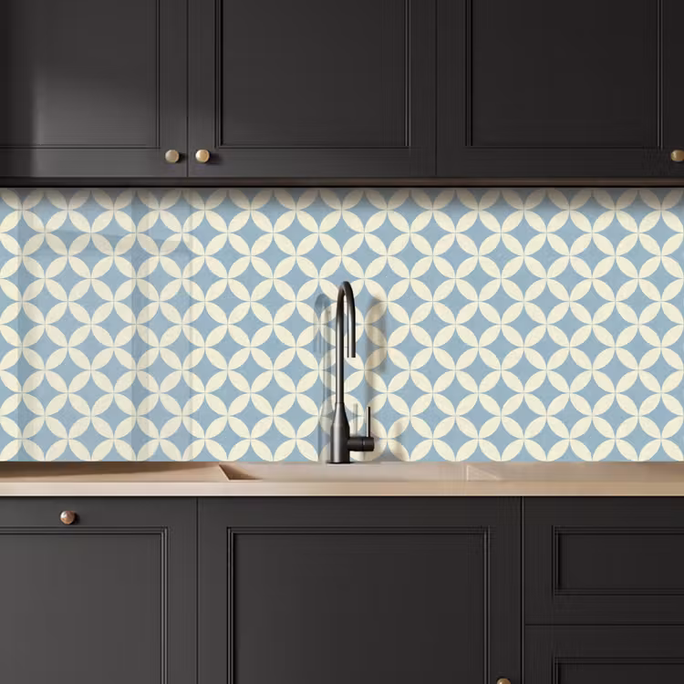 Keuken achterwand - Geometrisch - Bloem - Motief - Blauw — 6