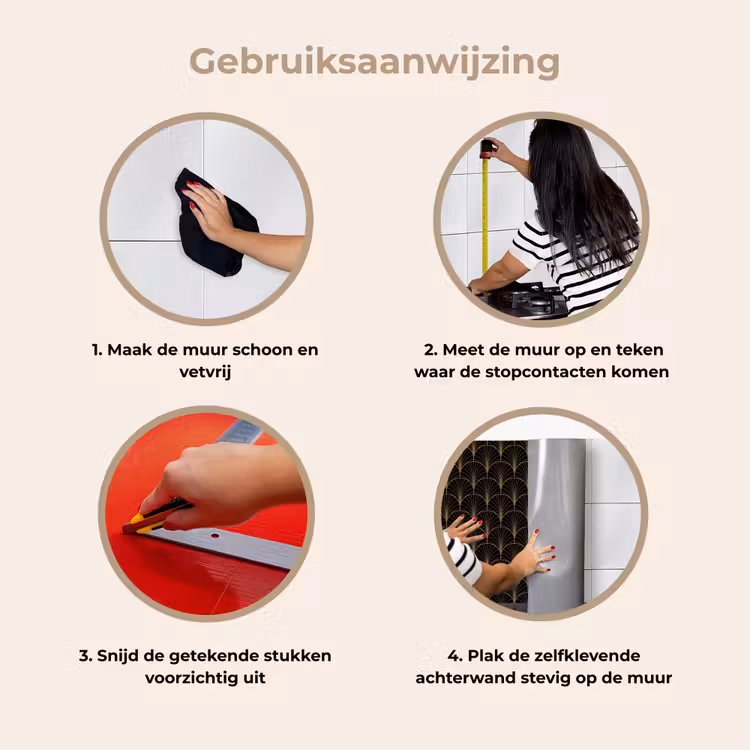 Keuken achterwand - Gouden - Waaiers - Zwart — 7