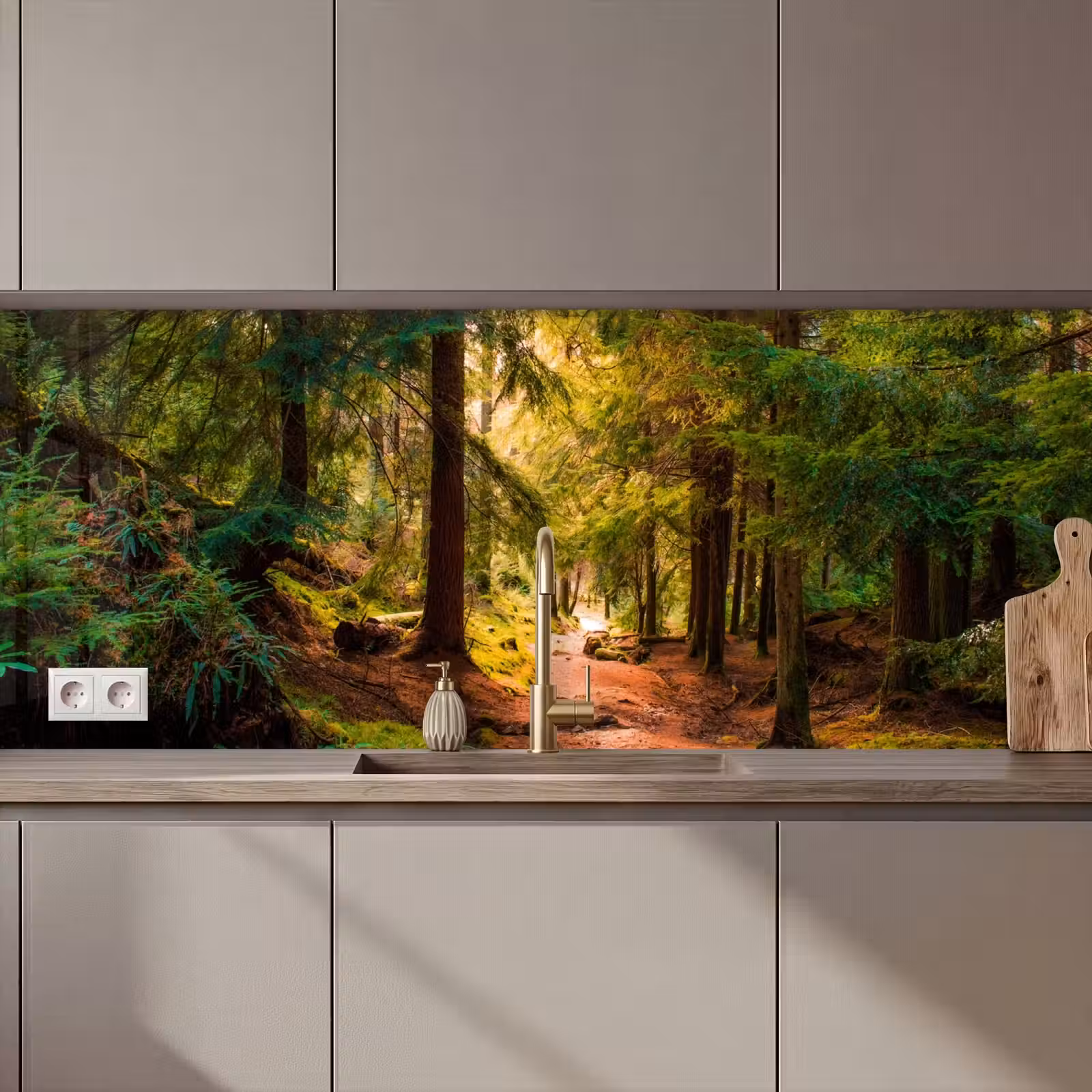 Keuken achterwand - Bos - Pad - Bomen - Groen - Zon - Natuur — 1