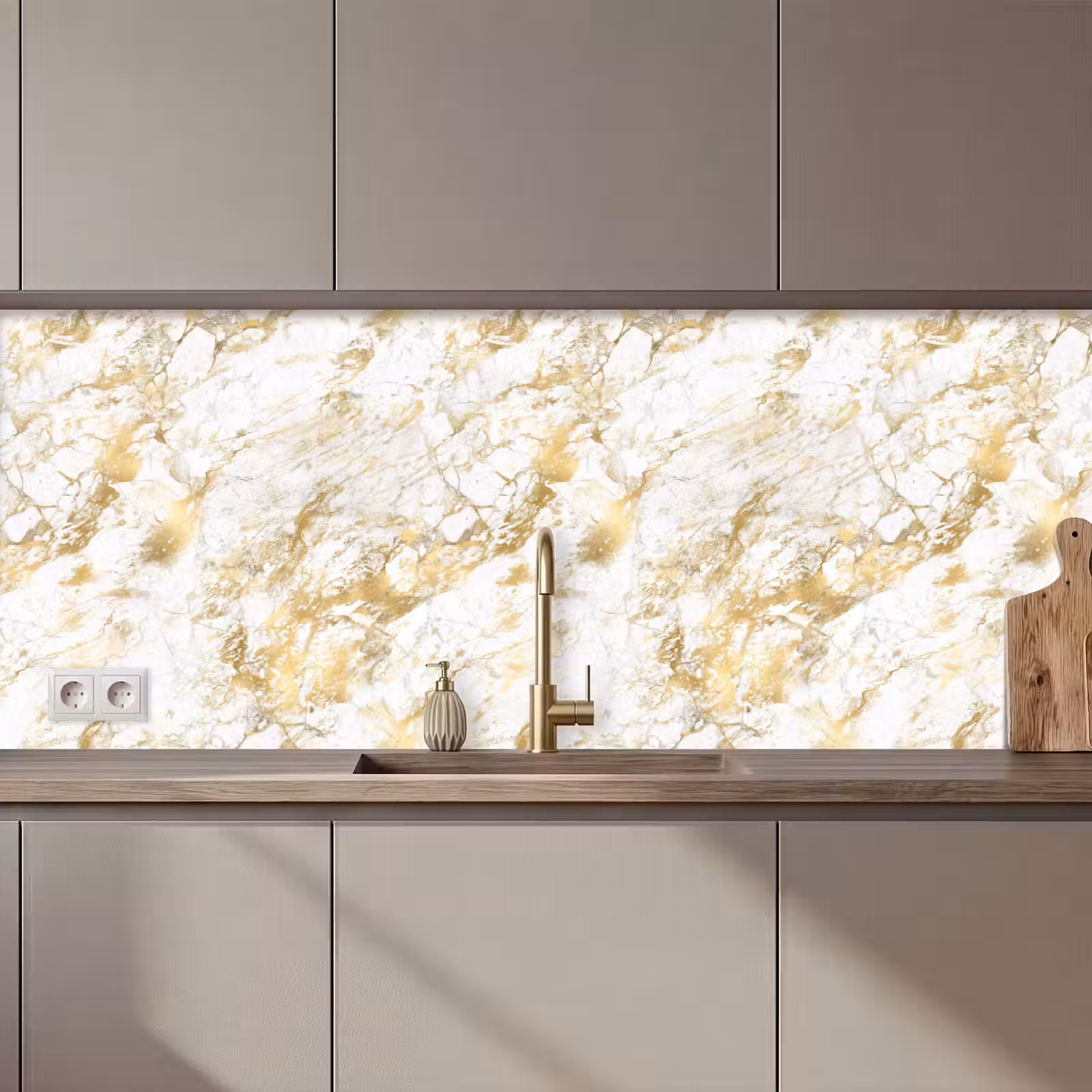 Keuken achterwand - Marmer - Goud - Structuur — 1