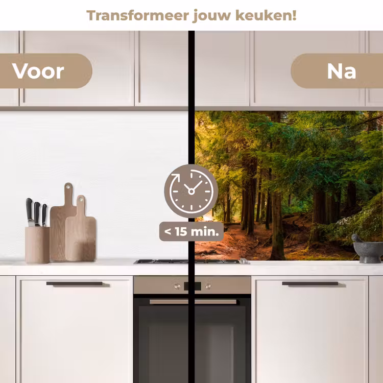 Keuken achterwand - Bos - Pad - Bomen - Groen - Zon - Natuur — 2