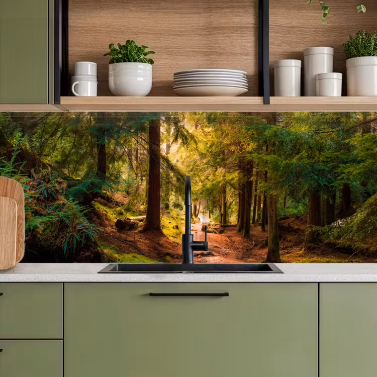Keuken achterwand - Bos - Pad - Bomen - Groen - Zon - Natuur — 5