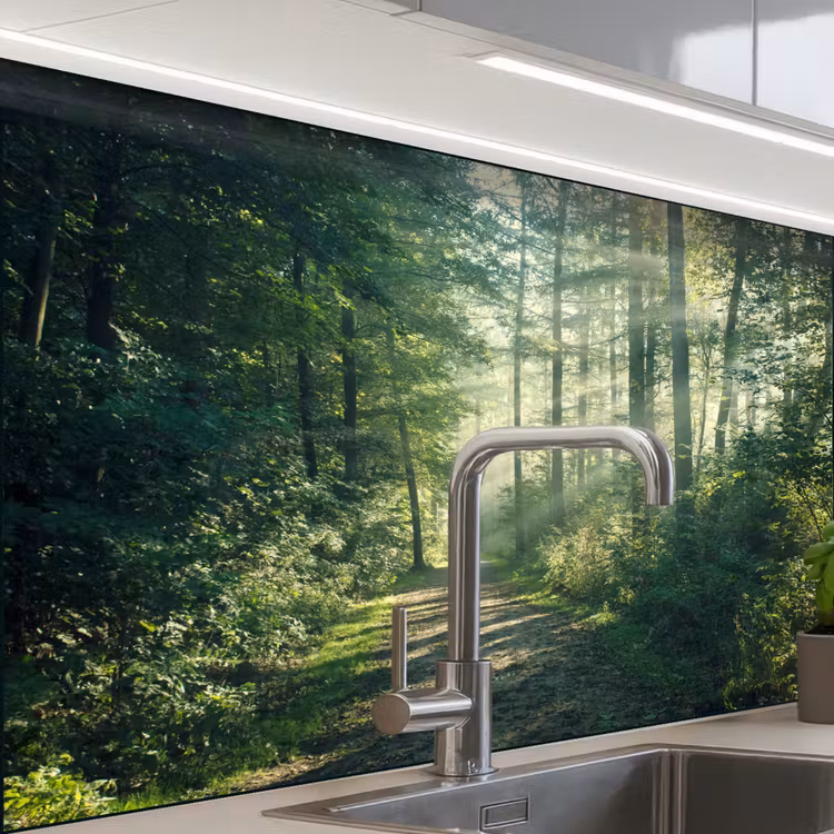 Keuken achterwand - Bos - Pad - Zon - Bomen - Groen - Natuur — 3