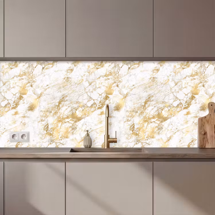 Keuken achterwand - Marmer - Goud - Structuur — 1