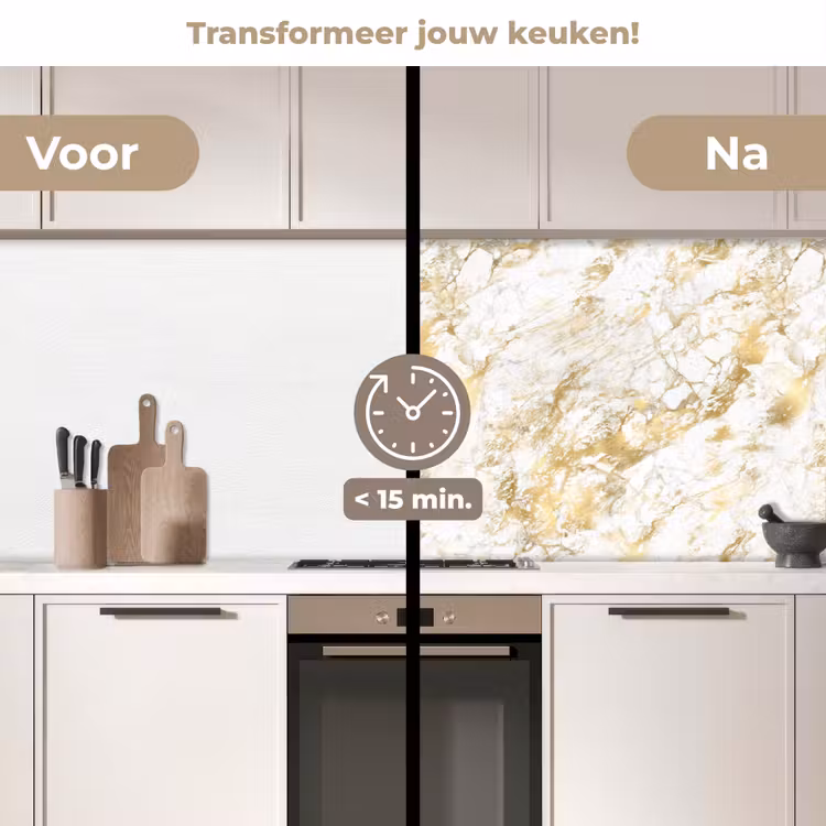 Keuken achterwand - Marmer - Goud - Structuur — 2