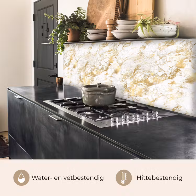 Keuken achterwand - Marmer - Goud - Structuur — 3