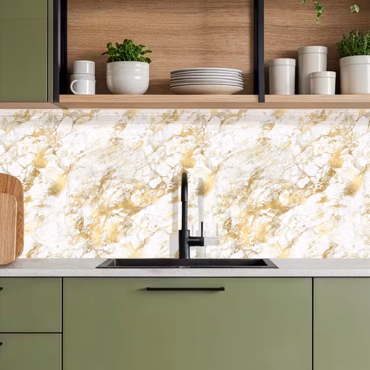 Keuken achterwand - Marmer - Goud - Structuur — 5