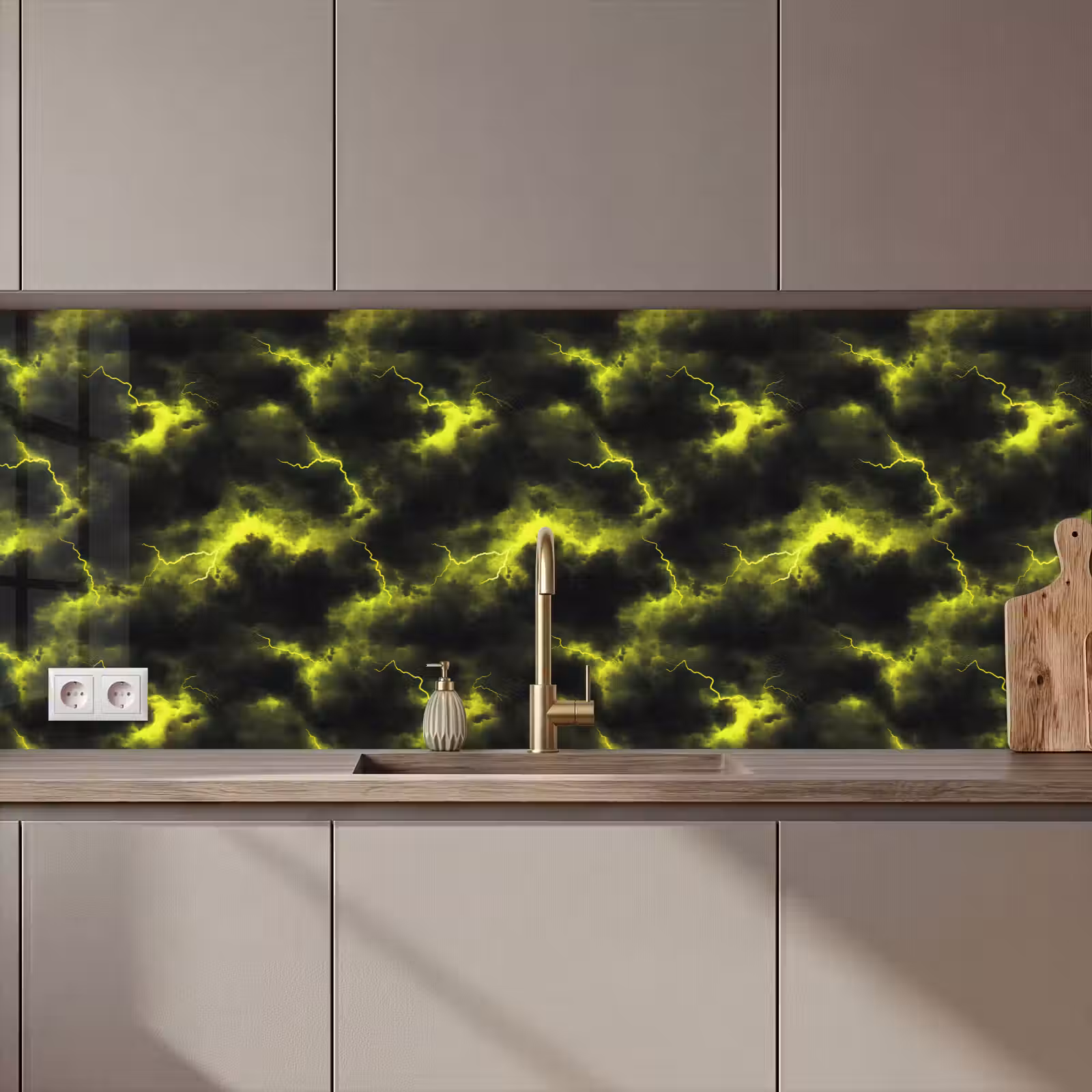 Keuken achterwand - Geel - Storm - Wolken — 1