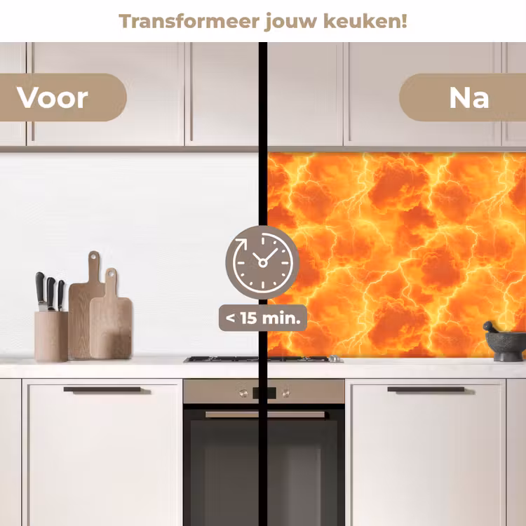 Keuken achterwand - Bliksem - Storm - Oranje — 2