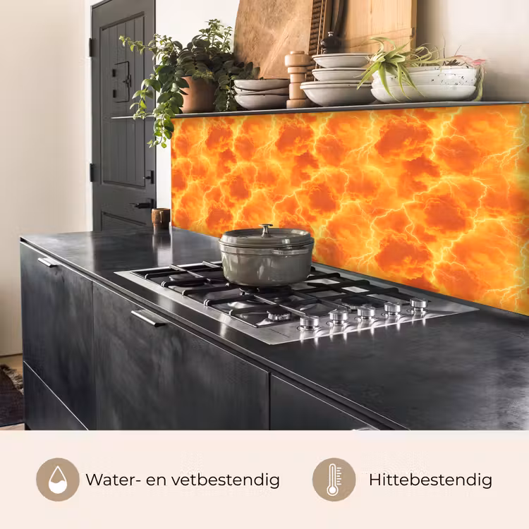Keuken achterwand - Bliksem - Storm - Oranje — 3
