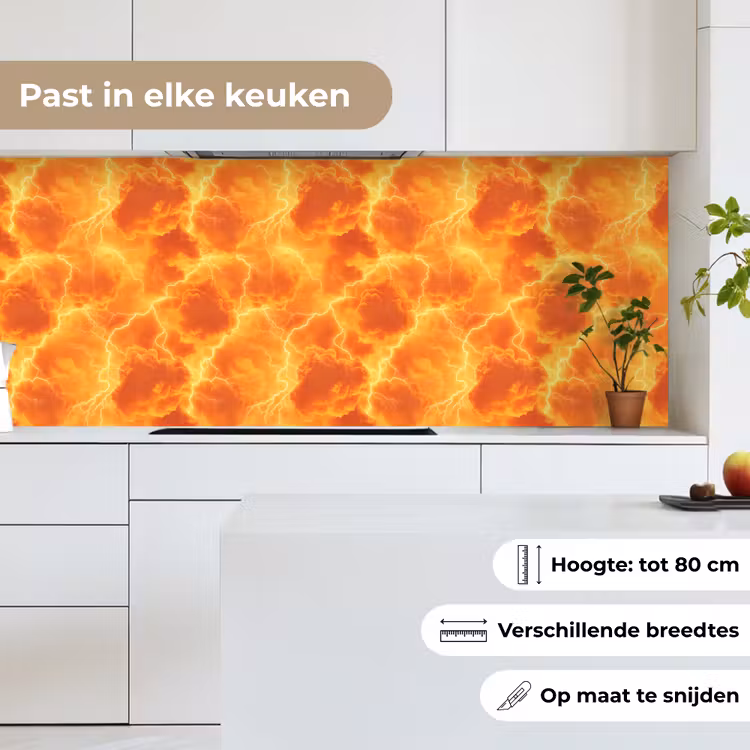 Keuken achterwand - Bliksem - Storm - Oranje — 4