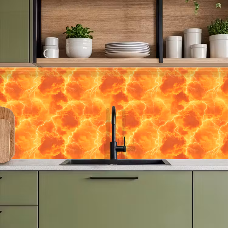 Keuken achterwand - Bliksem - Storm - Oranje — 5