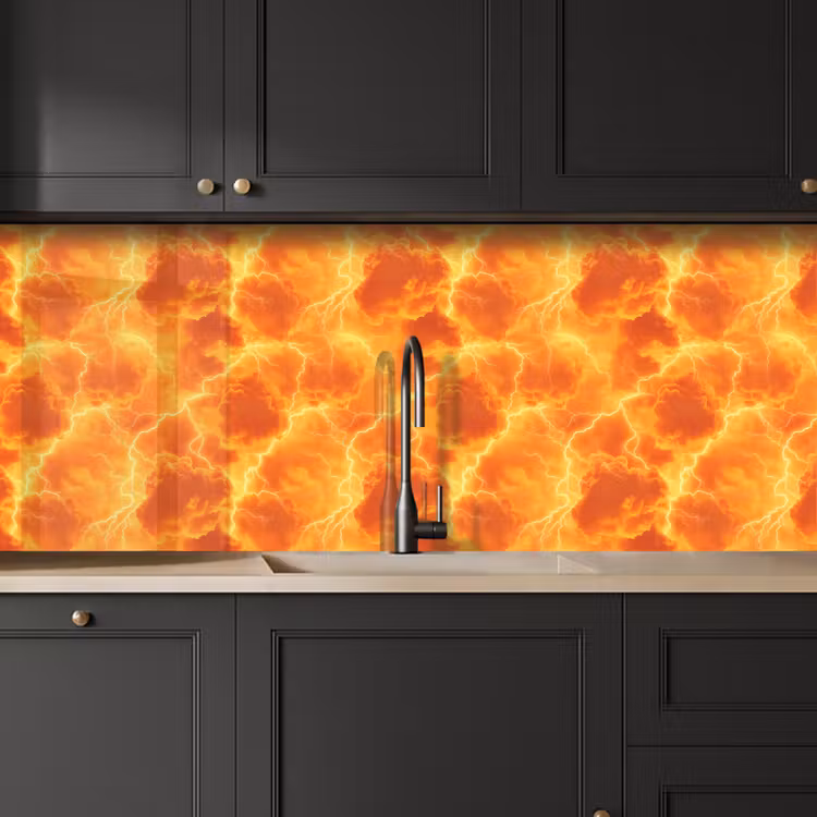 Keuken achterwand - Bliksem - Storm - Oranje — 6