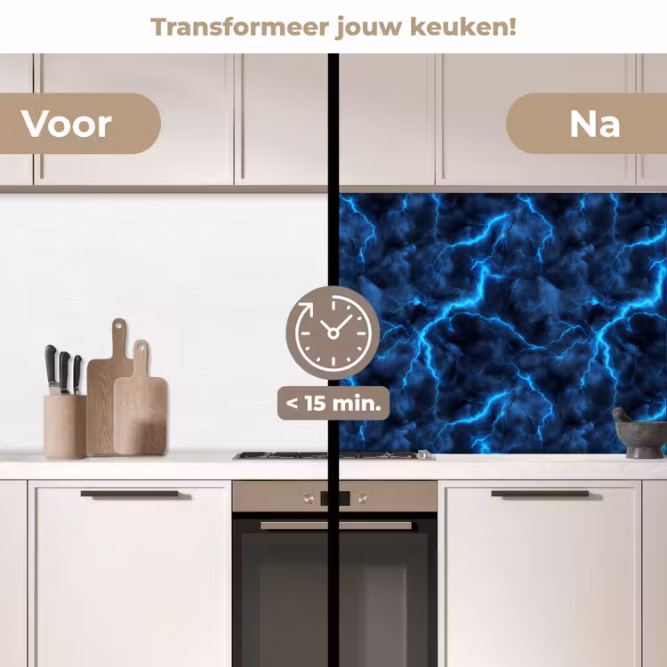 Keuken achterwand - Donker - Blauw - Bliksem — 2