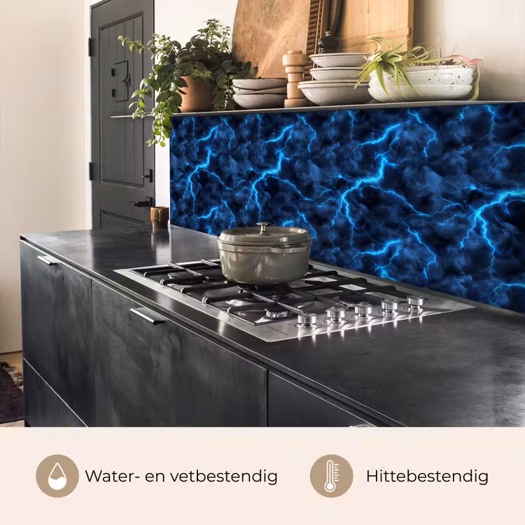 Keuken achterwand - Donker - Blauw - Bliksem — 3