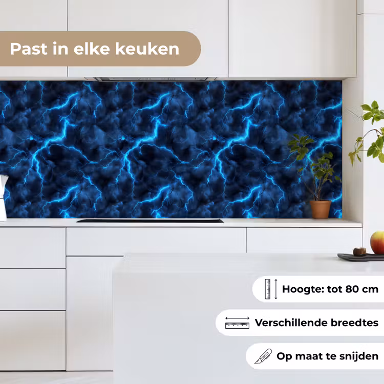 Keuken achterwand - Donker - Blauw - Bliksem — 4
