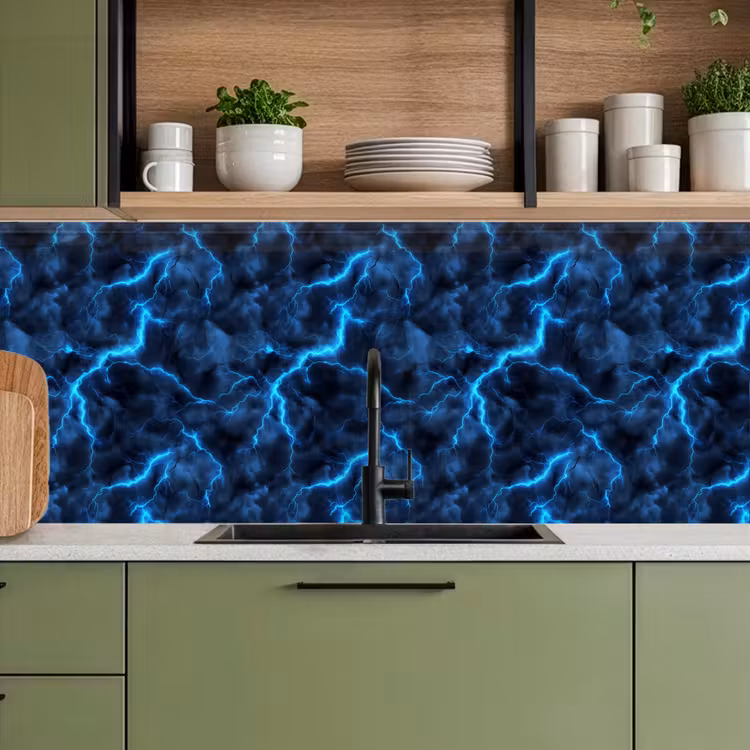 Keuken achterwand - Donker - Blauw - Bliksem — 5