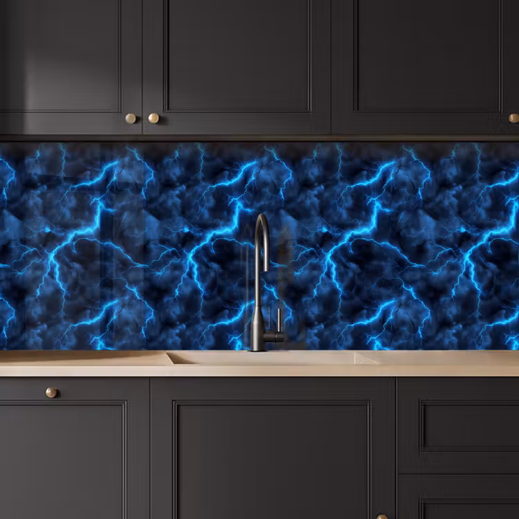 Keuken achterwand - Donker - Blauw - Bliksem — 6