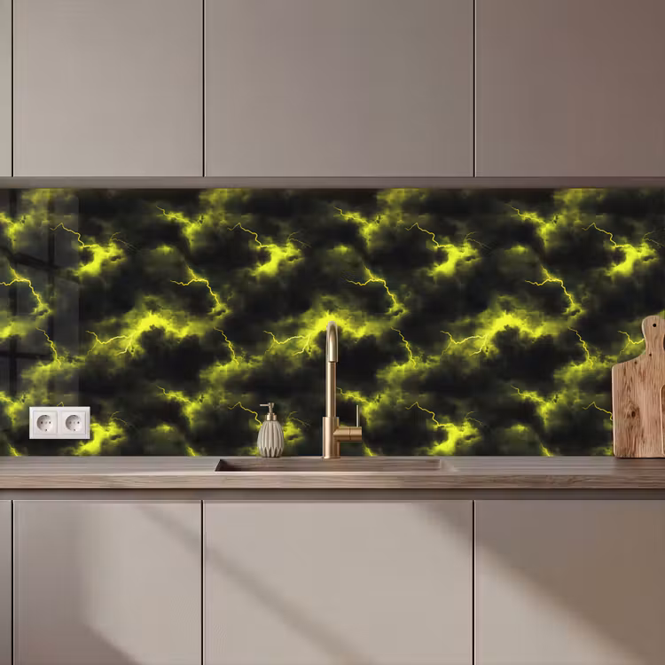 Keuken achterwand - Geel - Storm - Wolken — 1