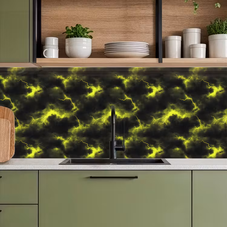 Keuken achterwand - Geel - Storm - Wolken — 5