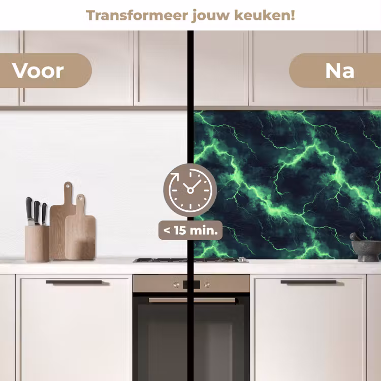 Keuken achterwand - Groen - Bliksem - Storm — 2