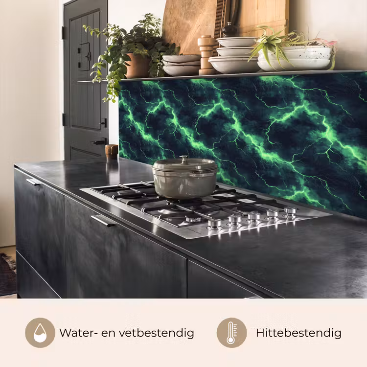 Keuken achterwand - Groen - Bliksem - Storm — 3