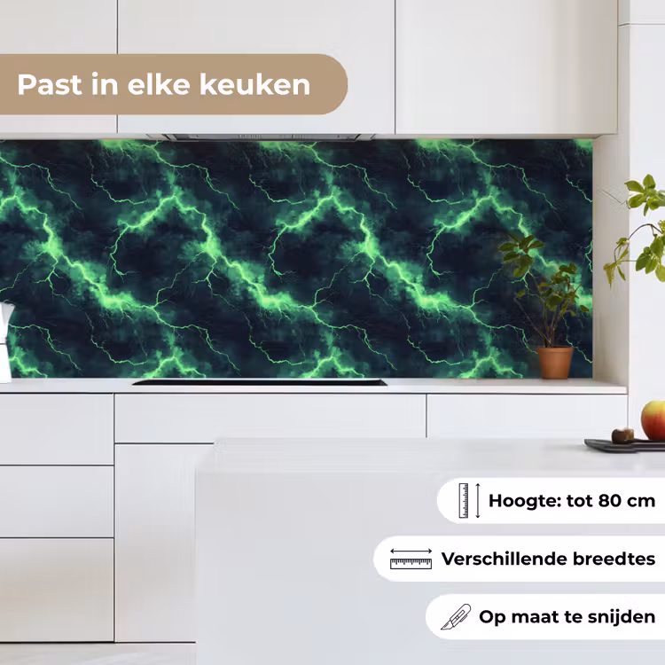 Keuken achterwand - Groen - Bliksem - Storm — 4