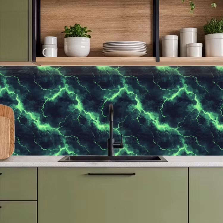 Keuken achterwand - Groen - Bliksem - Storm — 5
