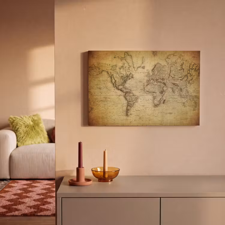Canvas schilderij - Wereldkaart - Vintage - Antiek - Bruin - Papier — 2