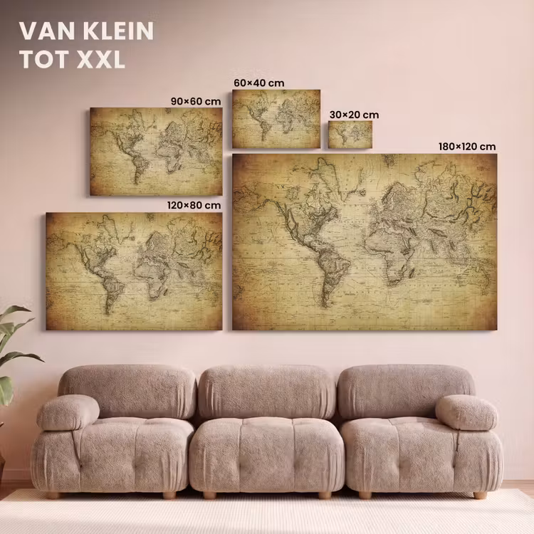 Canvas schilderij - Wereldkaart - Vintage - Antiek - Bruin - Papier — 8
