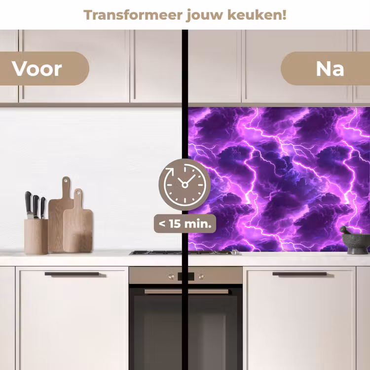 Keuken achterwand - Paars - Bliksem - Wolken — 2