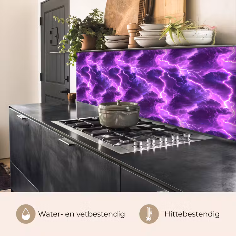 Keuken achterwand - Paars - Bliksem - Wolken — 3