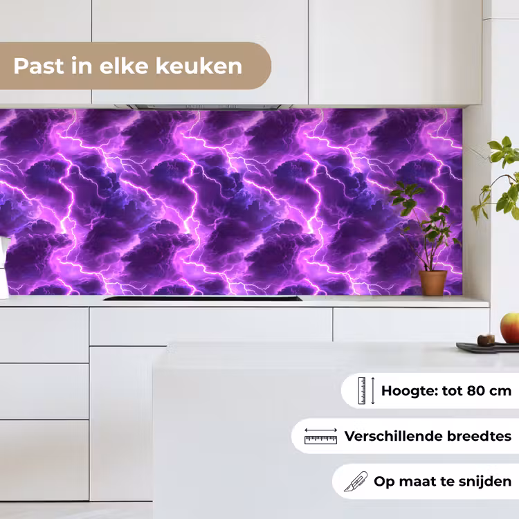 Keuken achterwand - Paars - Bliksem - Wolken — 4