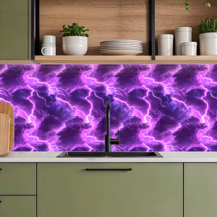 Keuken achterwand - Paars - Bliksem - Wolken — 5