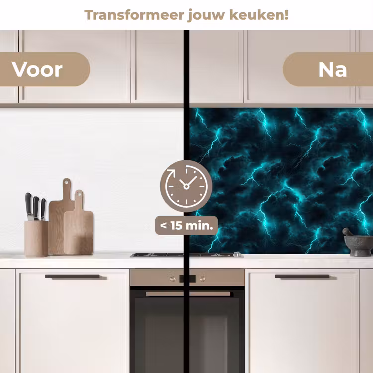 Keuken achterwand - Turquoise - Bliksem - Wolken — 2