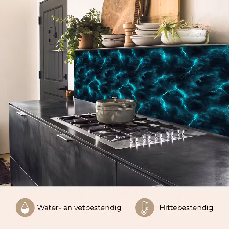 Keuken achterwand - Turquoise - Bliksem - Wolken — 3