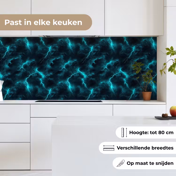 Keuken achterwand - Turquoise - Bliksem - Wolken — 4
