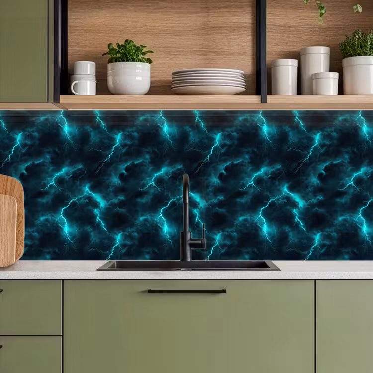 Keuken achterwand - Turquoise - Bliksem - Wolken — 5