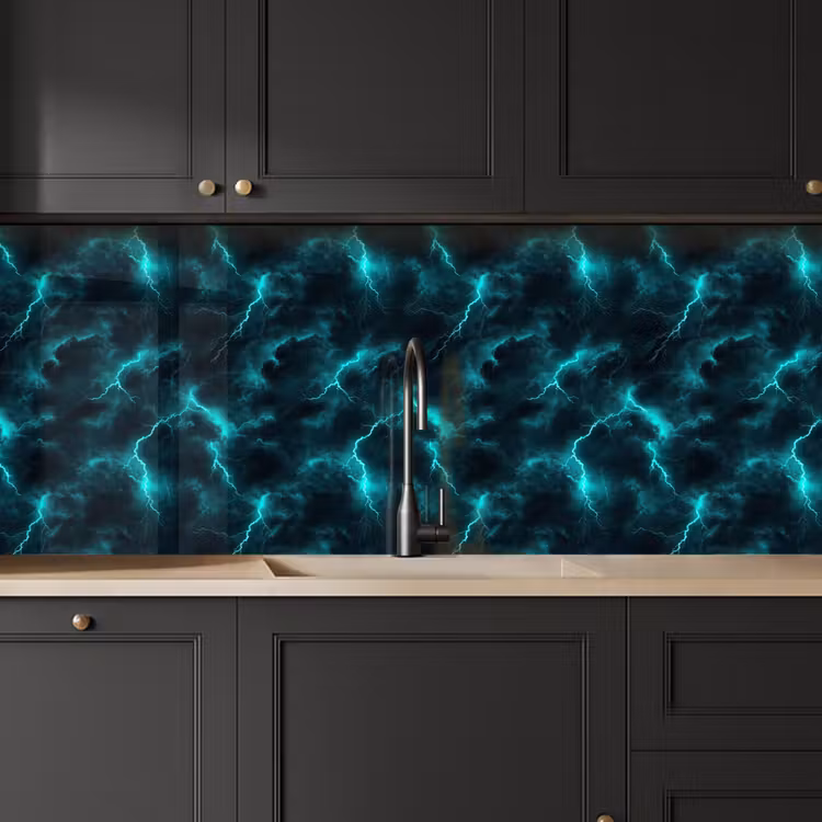 Keuken achterwand - Turquoise - Bliksem - Wolken — 6