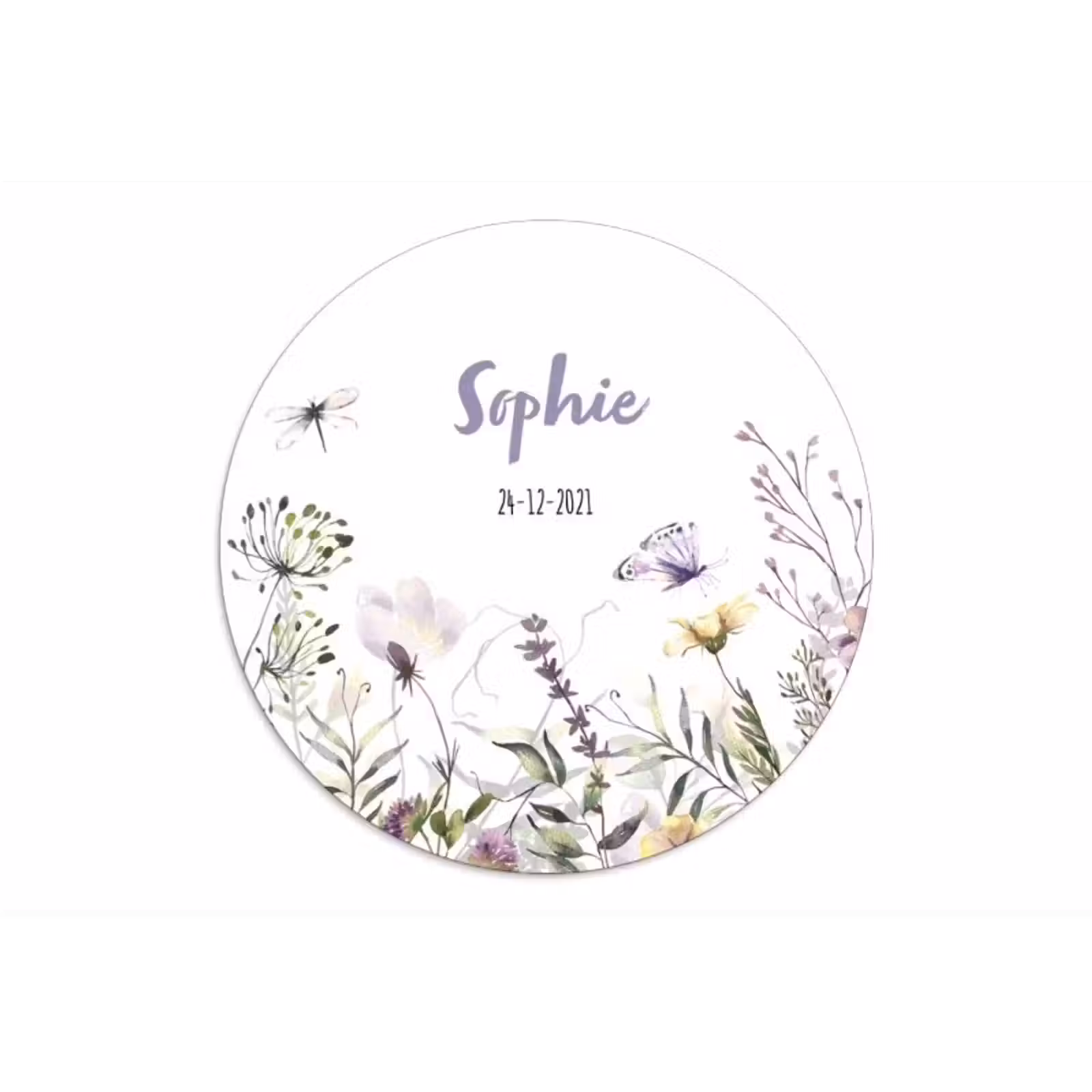 Geboortecirkel bloemen wit paars — 1